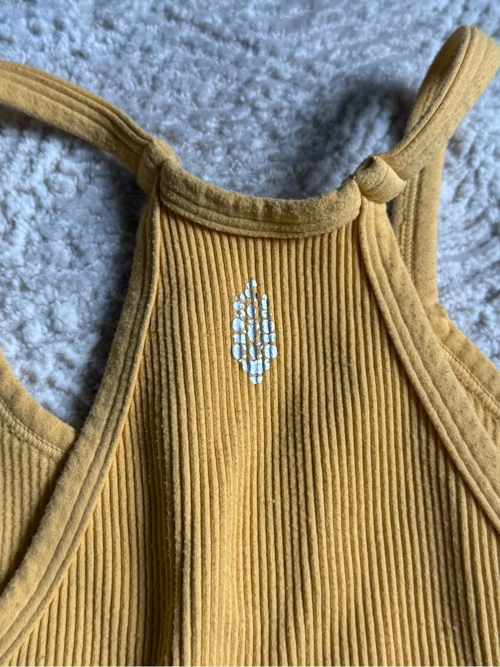 Free People Ribbed Yellow Racerback Crop Tank